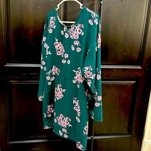 Leith dress. green long sleeve pink flowers